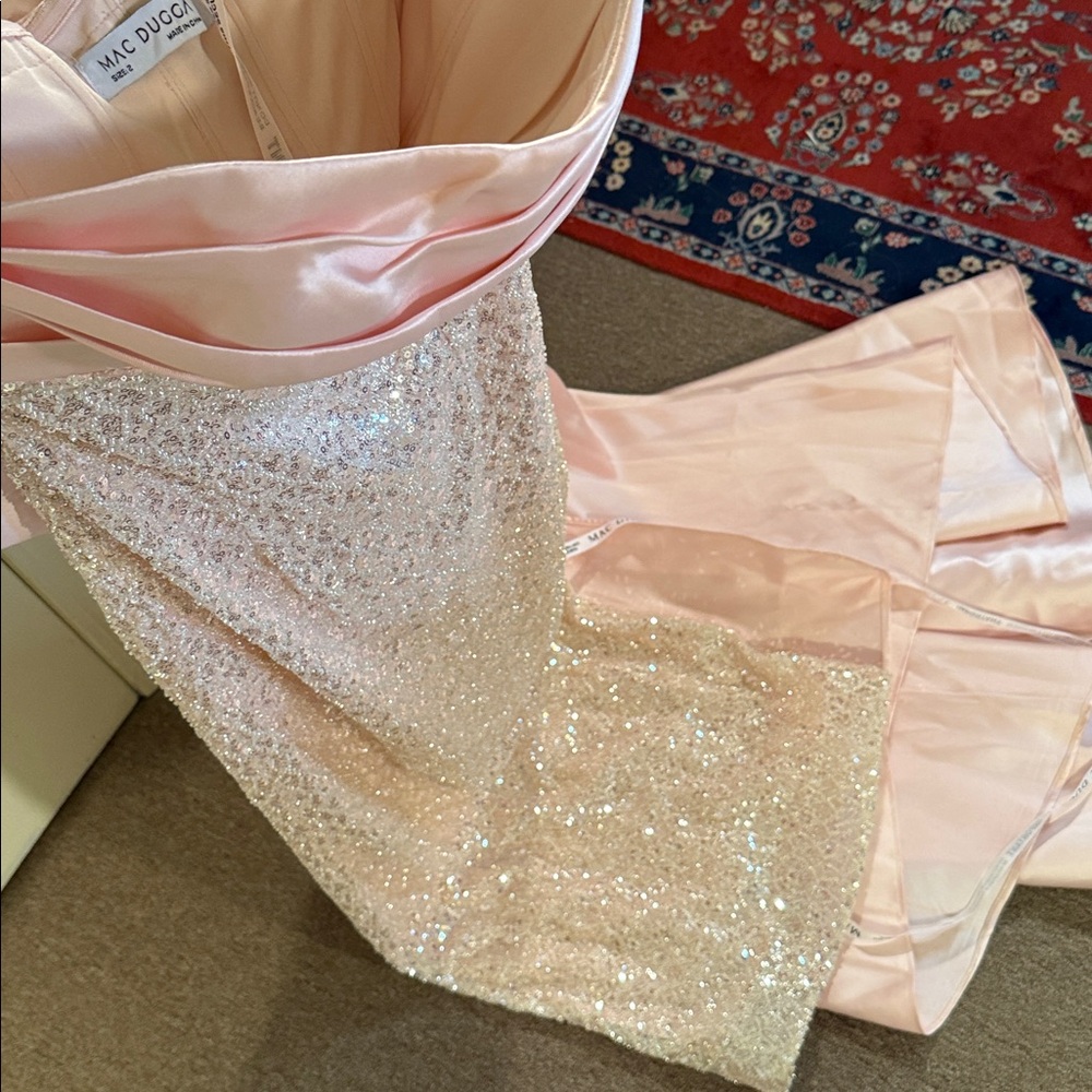 MAC DUGGAL
Pink Strapless Embellished Gown With Back Bow Detail - Picture 8 of 17
